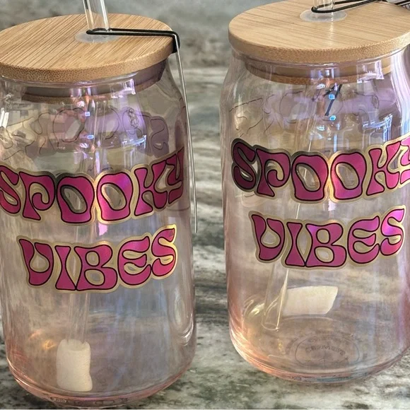 Spooky Vibes Retro Halloween Glass Sipper Set - Picture 2 of 4